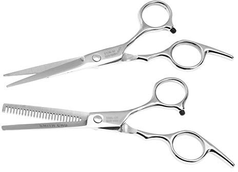 VBESTLIFE Forbici Set Taglio per Capelli, Forbici Parrucchiere Thining + Regular, Forbici Barbiere Professionali per Salone di Famiglia Sharp(01# Bianco)