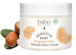 Babo Botanicals Sensitive Baby Miracle Cream Crème hydratante sans parfum pour le visage et le corps avec calendula bio, beurre de karité, huile de coco et d'argan – Certifié CEE et sans parfum – 57