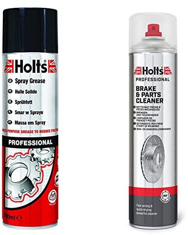Holts LOYHMAI0101A Professional Spray Grease Aerosol, 500 ml & 1831697 Brake Cleaner, Clear, 600ml