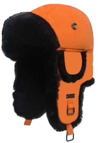 Alkaidstar Unisex Fliegermütze Rib Bomber Aviator Pilot Hat Faux Fellmütze Winter Russische Mütze Herren Bomber Hut Fliegermütze Erwachsenen Wintermütze Ohrenschützer