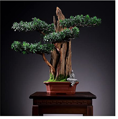 falska växter Bonsai konstgjorda träd, falska krukväxter skrivbordsdekor, inomhusbonsai för hem, kontor, badrumsinredning, 17,7 tum, gröna konstgjorda växter inomhus