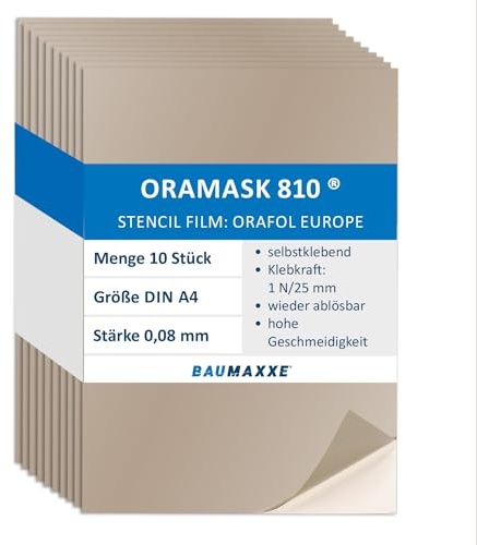 Baumaxxe Lámina de plantilla I 10 x DIN A4 I película de enmascaramiento I gris especial lámina de PVC I az_124