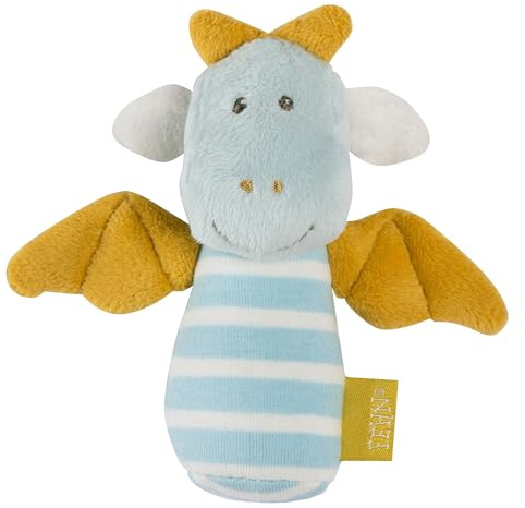 Fehn Mini-Rassel Drache – Mini-Greifling zum Rasseln, Fühlen, Spielen mit kuschelweichem Stoff-Tier – ein treuer Begleiter für Babys und Kleinkinder ab 0+ Monaten