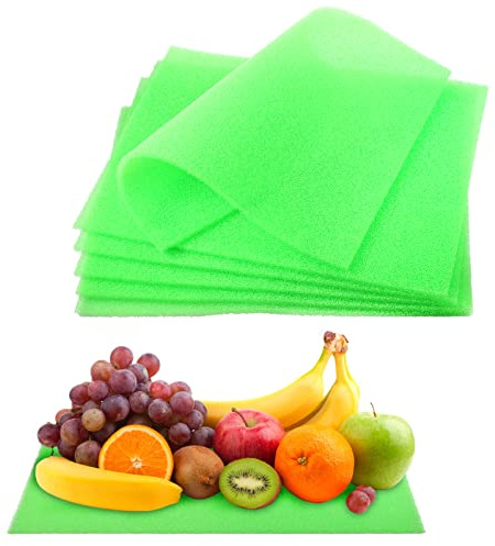 DBOO 6pcs Refrigerator Liners 15 x 12 Inches Life Extending Fruit & Vegetable Crisper Drawer Liner Washable Reusable Fridge Refrigerator Mat Food Life Extender Mats for Fruit and Veggies