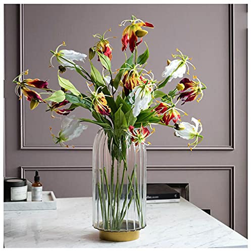 Künstliche Blumen, künstlicher Lilienstrauß, Wohnzimmer, Esstisch, künstliches Blumen-Set, Seidenblumen-Arrangement, Hotel-Interieur, weiches Outfit, Büro, Party, Kunst, Hallendekoration, künstliche