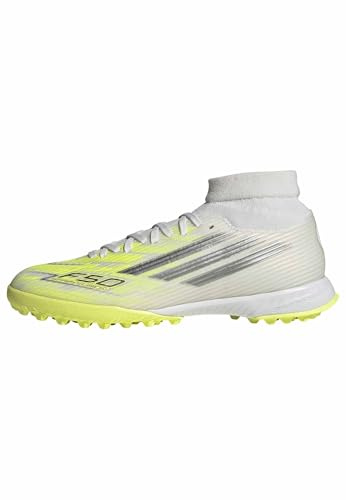 adidas Women's F50 Sparkfusion League Turf, White/Iron Metallic/Yellow, 7