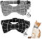 2 Stück Katzenhalsband mit Abtrünniger Fliege und Glöckchen, Blau Weiß Kariertes Katzenhalsband mit Schnellverschluss, Verstellbares Einfarbiges Set für Kätzchen und Welpen(Farbe 2)