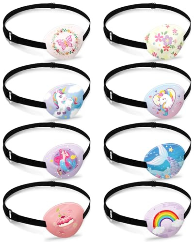 8 Pezzi Benda Occhio Pigro Bambini, Regolabile Eye Patch Coprente per occhio pigro ambliopia,Benda per occhio per Occhiali Che Curano Ambliopia Ragazzo