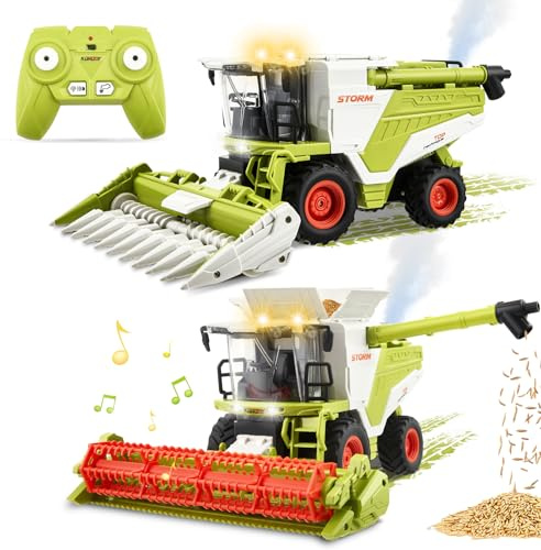 Moissonneuse-batteuse télécommandée RC pour enfants, tracteur de ferme, moissonneuse-batteuse avec son lumineux et pulvérisation, jouet pour enfants de 4, 5, 6 ans
