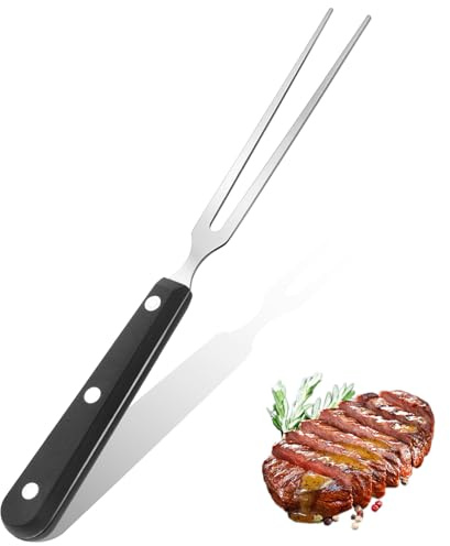 Carving Fork for Meat, Grill Serving Forks Heavy Duty Two Prong Meats Forks Two Prong Stainless Steel Meat Fork with Long Heat Resistant Handle for Slicing Serving Roasts, BBQ Kitchen Grill Essential