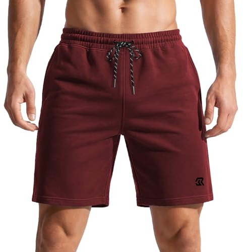 Rane Sports Men's 6 Inch Inseam Casual Sweat Shorts, Cotton Gym Shorts with Pockets, Elastic Waist Drawstring Athletic Lounge Shorts for Summer, Male Jersey Shorts