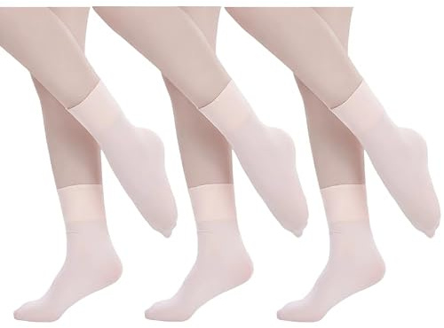 MIXLAC Girls Seamless Ballet Dance Socks 3 Packs Soft Breathable Kids Socks Pink (UK 13 Child-3.5 UK)