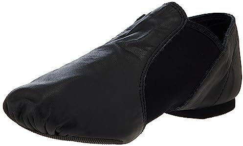 Capezio Women's E Series Jazz Slip-on Shoe – Comfortable Soft Leather with Neoprene Arch Support for Quick Changes, Non-Slip Sole, Lightweight Design, 4 M, Black