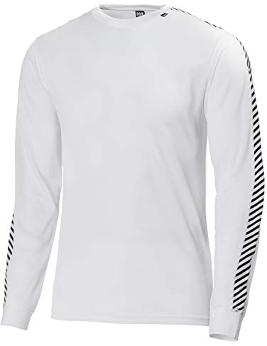Helly Hansen Mens Lifa Stripe HH Crew Base Layer Top, 2XL, White