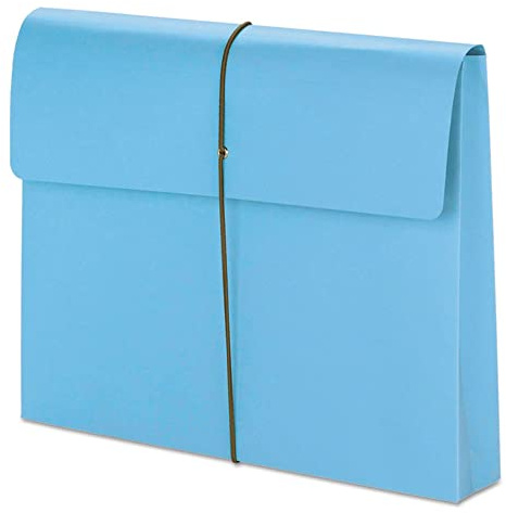 Smead Colored Expanding File Wallet with Flap and Cord Closure, 2 Expansion, Letter Size, Blue, 10 per Box (77203)