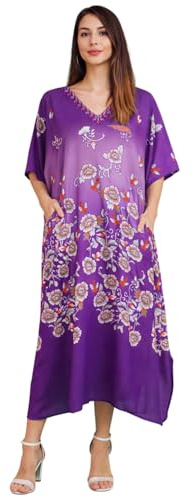 Caftan Tunique Plusieurs Tailles Comprenant Plus Taille Plage Couvrir Up, Maxi Robe, Vêtement de Nuit Élégant et Glamour Kimono [Violet 38-44] - Cadeau du Nouvel an