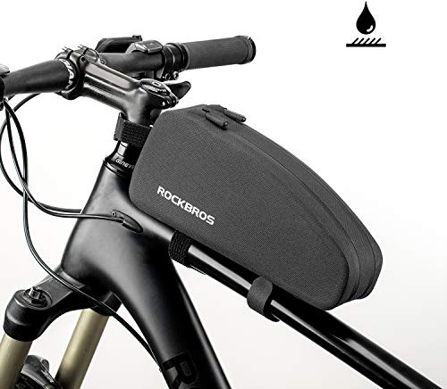 ROCKBROS Sacoche Cadre Vélo VTT Sacoche de Guidon Top Tube Vélo Pochette Triangle Bicyclette VTC Route Étanche Léger Noir, 1L-2 Zippers
