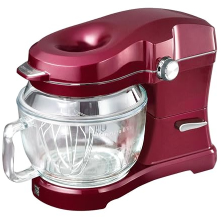 Kenmore 500W Oviation Stand Mixer - 10 Speed Mixing, Tilt-Head, 5QT Handheld Glass Bowl With Pouring Top Splash Guard, Flat Beater, Whisk, Dough Hook Attachments Countertop Kitchen Appliance, Red