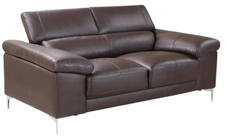 Vente-unique - Canapé 2 Places en Cuir Solange - Marron