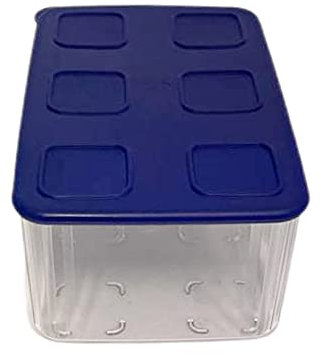 Tupperware Clear Mates 2,5L Clear & Fresh Behälter mit Deckel - rechteckig transparent blau dunkelblau leicht stapelbar zum Frischhalten Frische-System Dose für Gemüse Obst Wurst oder Käse