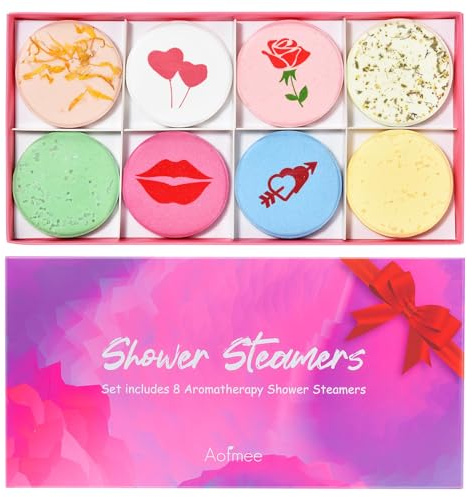 Aofmee Set Bombe da Doccia, 8 Bombe Doccia Aromaterapia, Shower Bomb Con Oli Essenziali Naturali per Relax e Benessere, Idee Regalo Donna, Uomo, Amica, Compleanno, San Valentino, Festa Della Mamma