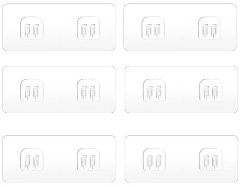 Shower Caddy Adhesive Hooks Replacement - 6 pack Double Claw Wall Hooks - Corner Shower Caddy Adhesive Sticker Hooks,Strong Adhesive Hooks - for Bathroom Kitchen Shower Caddy Corner Shelf(No Drilling)