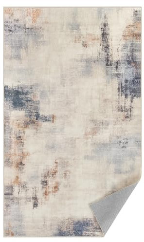 SONGMICS HOME Wohnzimmer Teppich, 92 x 153 cm, moderner Abstrakter Stil, Rutschfester Teppich, maschinenwaschbar, für Schlafzimmer, Badezimmer, Flur, Esszimmer, Kamelbraun TAR072K01