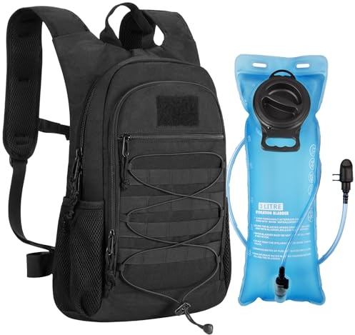 Wiserset 3L Trinkrucksack、900D Hochleistungs-Wasserrucksack zum Wandern、Taktischer Trinkrucksack mit TPU-Wasserblase Schwarz