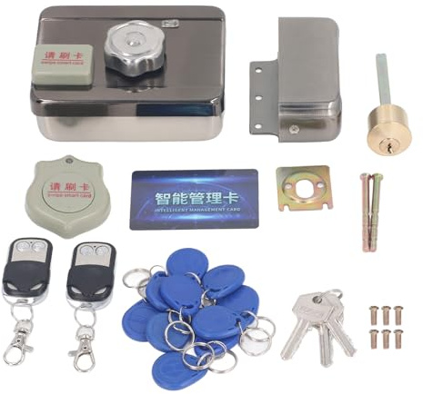 Ejoyous Serrure de Porte électronique avec 2 Télécommandes, Serrures sans Fil, Serrure de sécurité à Piles pour Maison, Hôtel, Appartement avec Porte-clés D'identification