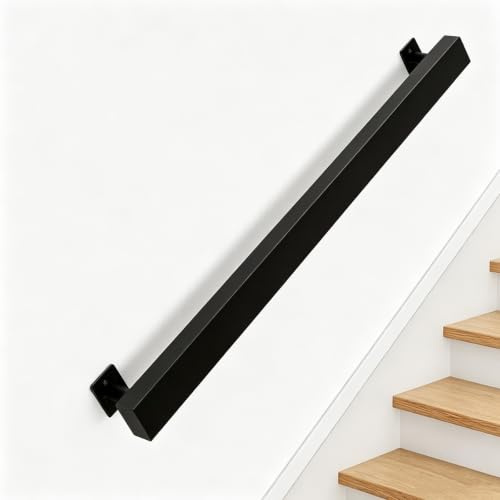 Handlauf Treppe, Treppengeländer Innen, Handlauf Schwarz, Geländer Treppe, Kann Gespleißt Werden Treppengeländer, Stiegengeländer für Balkone Flure Wohnungen Villen (A, 100CM)