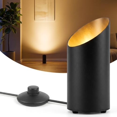 Großcat Foco LED de 9W, Foco de Pie para Iluminación Indirecta, Luz Cálida 2700K, 600lm, IP44 Led Uplight Spot foco con interruptor de pie para Interiores Plantas Murales, aluminio (negro, 1 Pack)
