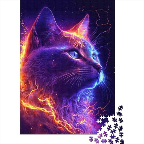 Colorful Cat Head Jigsaw Puzzle for Adults 1000 Piece Jigsaw Puzzle Night Light Art Paper Puzzle Game Relaxation Focus Home Decoration Gift 38x26cm/1000pcs