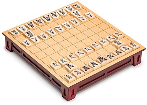 Yellow Mountain Imports Japanisches Shogi Schach-Set – Holzspielbrett mit Schubladen und Traditionellen Koma Spielsteinen