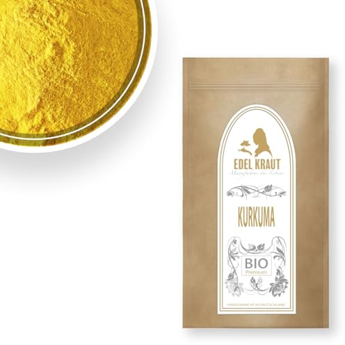 KURKUMA PULVER BIO | EDEL KRAUT 100% reines Curcuma Pulver - Bio Kurkuma ist perfekt für Smoothies, Goldene Milch, Pasten, Kurkuma Latte 1000g | 1kg turmeric powder - Premium Gelbwurz Gewürz