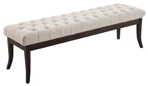 CLP Taburete Pie De Cama Ramses En Tela | Banqueta Altura De Asiento: 46 cm | Banco De Entrada con Base En Madera Oscura Antigua I Color:, Color:Crema, Tamaño:150 cm