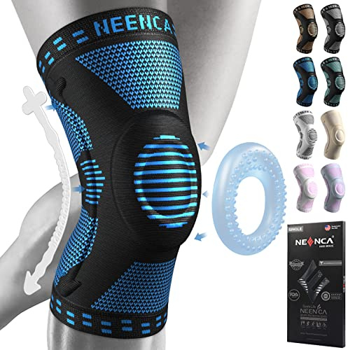 NEENCA Tutore Ginocchio,Tutore Fascia per Compressione Ginocchio Cuscinetti per Rotula e Supporto Laterale,Supporto per Ginocchia ad uso Medico per Corsa,Lesioni al Menisco,Artrite,Infortunio Sportivo
