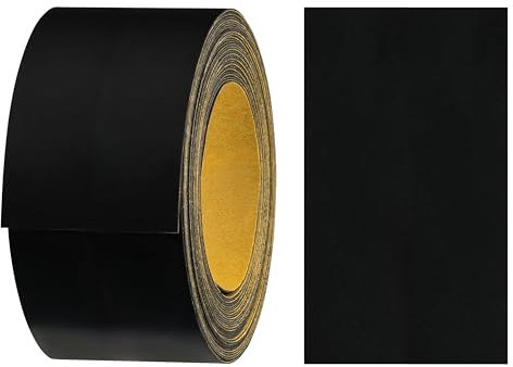 haggiy Melaminkanten-Band selbstklebend 40mm x 5m I Sicherer Halt ohne Bügeln durch Acrylkleber I Kantenumleimer, Furnier für Regalbretter/Holzplatten (Schwarz-glatt)