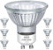 VINBE Bombillas Halógenas 35W GU10, Bombillas de focos GU10 2 agujas 38 ° haz de luz ajustable, Bombillas de pista, campana extractora, cubierta de vidrio, 2800k blanco cálido, 6 piezas