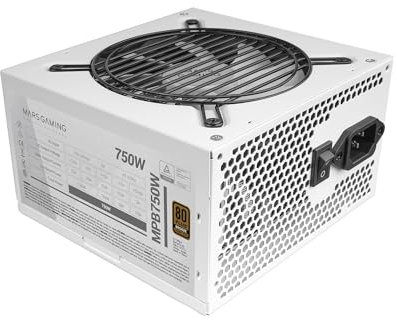 Mars Gaming MPB750, Fuente Alimentación ATX 750W, 6 Años Seguridad, 80Plus Bronze 230V EU, 90% Eficiencia, Ventilador FDB 120mm con Tecnología AI-RPM y Sistema Antivibración, Blanco