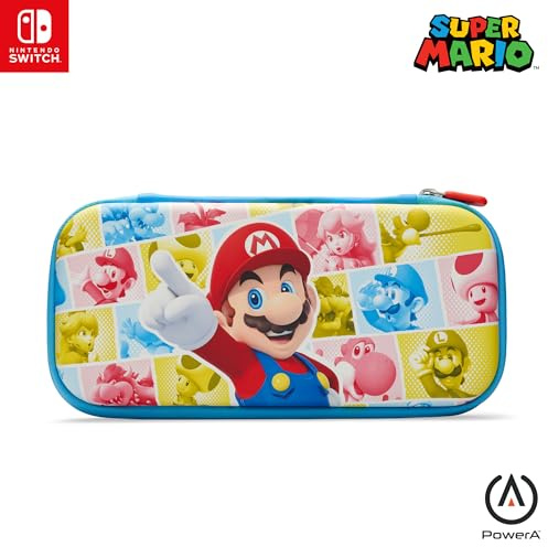PowerA Schlankes Etui für Nintendo Switch oder Nintendo Switch Lite - Mario; Mushroom Kingdom Reel, Schutzetui, Gaming-Etui, Griff, Konsolentasche, Zubehöraufbewahrung, offiziell lizenziert
