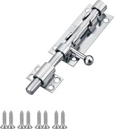 Door Lock Bolt,Stainless Steel Door Latch,5 inch Heavy Duty Door Bolt Latch,Barrel Sliding Lock Security Lock Latch for Bathroom,Bedroom,Garden Doors