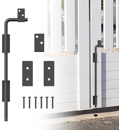 URDOGSL 12 Heavy Duty Cane Bolt Gate Drop Rod with Upgraded Design, Square Gate Drop Rod for Wood PVC Vinyl Metal Yard Gate Latch-1 Pack