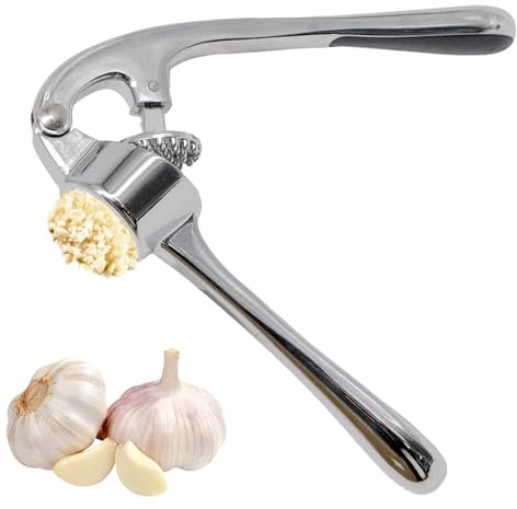OVBOVA Knoblauchpresse, Knoblauchschneider Garlic Press, Knoblauch Crusher Praktischer, Knoblauchschneider aus rostfreiem Edelstahl, Effizientes Werkzeug zur Knoblauchpaste-Gewinnung 16cm