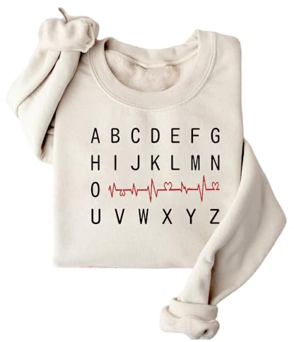 LEBOAMR Nurse Sweatshirt For Women ABCD Heartbeat Graphic Crewneck Pullover