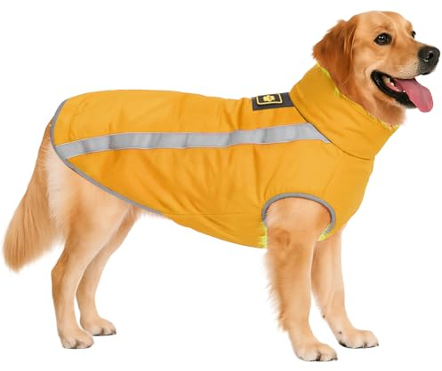 DoggieKit Manteau d'hiver Imperméable pour Chien, Veste Réflectrice d'hiver avec Doublure Polaire, Veste de Chien Coupe-Vent pour Petit Moyen Grands Chiens Vêtements Réglable avec Trou pour Harnais