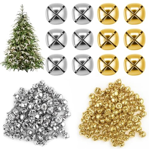 200Pcs Bells for Crafts, Small Metal Craft Bell, 0.5 inch Jingle Bells for Crafts for Christmas Festival Home Decorations, Cat Collars, Wreath, DIY Ornament Jewelry Making
