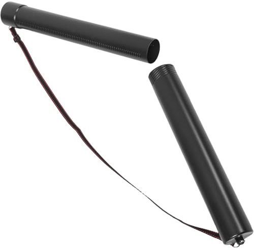 PRETYZOOM Tubo Telescópico Plástico Negro para Planos y Pósters Extensible de Resistente al Agua Tubo de Almacenamiento para Arte y Documentos con Correa para Transporte