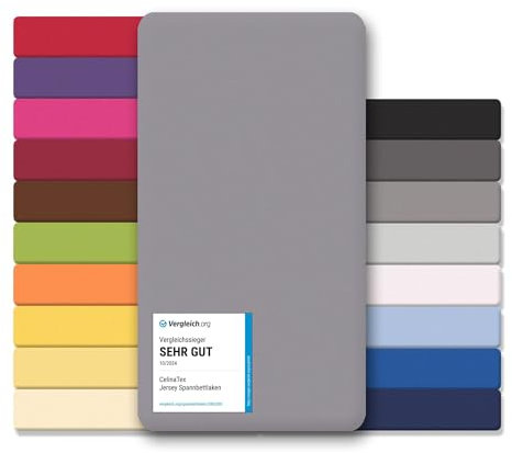 CelinaTex Jersey Spannbettlaken Lucina 140x200-160x200cm dunkel grau 100% Baumwolle gekämmt bis 26cm Matratzenhöhe Spannbettbezug, Leintuch, Bettlaken, elastisch, Strech, Oeko-Tex