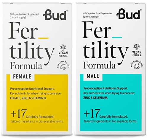 Bud Fertility Supplement for Women & Men | Male & Female Natural Fertility Vitamins for Couples Trying to Conceive | Key Vitamins, Minerals & Adapotogens to Boost Fertility | 60 + 60 Capsules