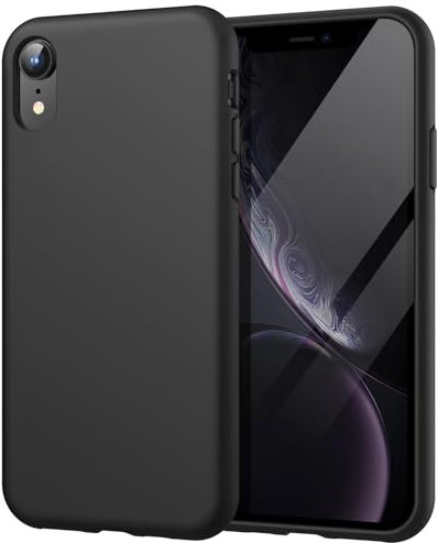 JETech Silikon Hülle für iPhone XR, 6,1-Zoll, seidigem Ganzkörper Handyhülle, mit weichem Mikrofaser-Innenfutter stoßfestes Abdeckung, Schwarz